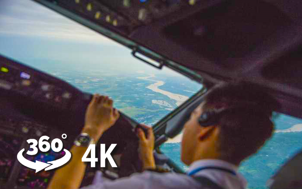 【裸眼VR】飞机降落时，机组在干什么-空客A350_超清 4K【元宇宙素材】